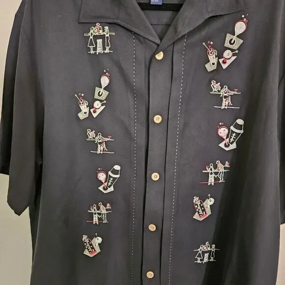 Nat Nast Black Dress Guayabera Silk Shirt for Men - Picture 7 of 7